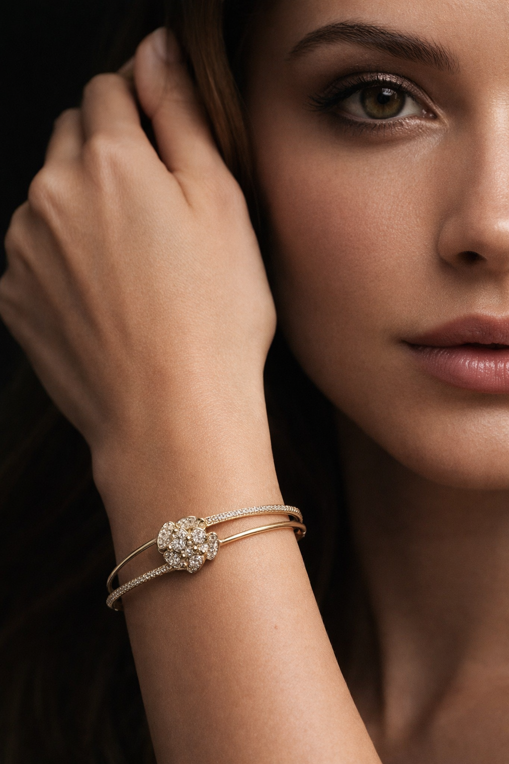 Gold-Tone Anti-Tarnish Oxidised Pearl Minimalist Bracelet