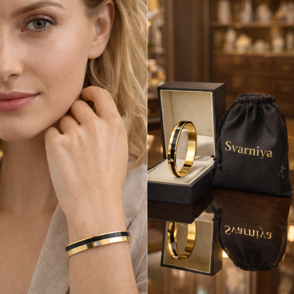 Anti-Tarnish Pearl Oxidised Minimalist Gold-Tone Bracelet